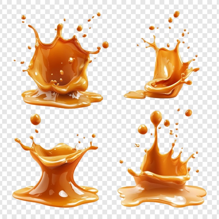 Kostenlose PSD caramel splash vier köstliche 3d-renderings von caramel
