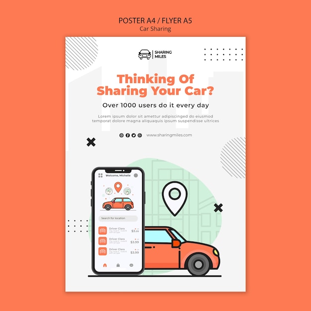 Carsharing-Vorlage im flachen Design