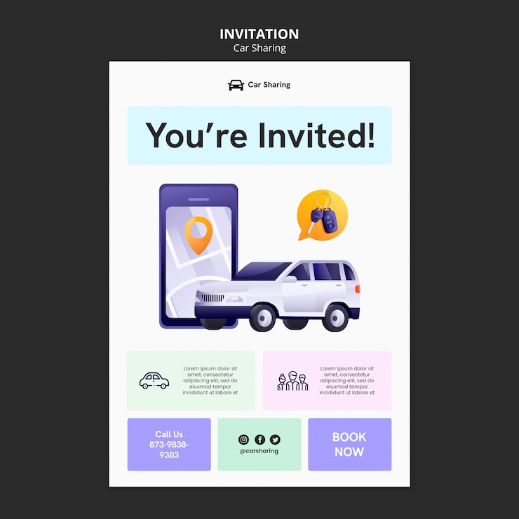 Kostenlose PSD carsharing-vorlagendesign