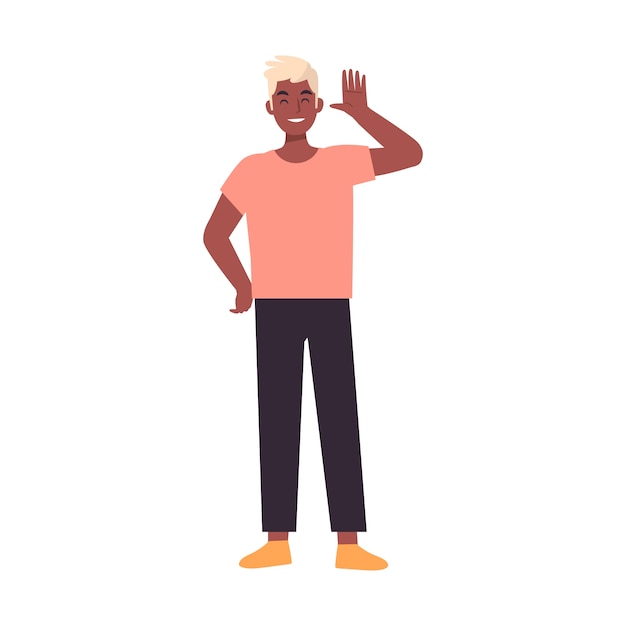 Kostenlose PSD cartoon people waving illustration