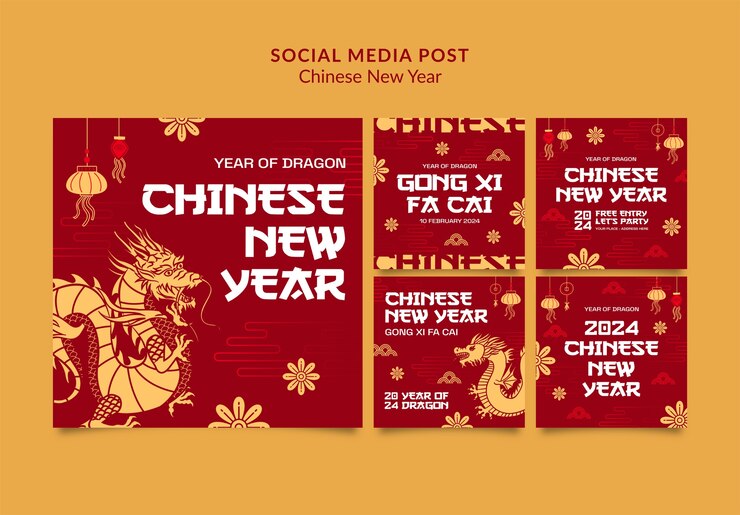 Kostenlose PSD chinesische neujahrsfeier instagram posts