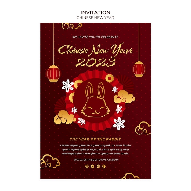 Kostenlose PSD chinesische neujahrsschablone des flachen designs