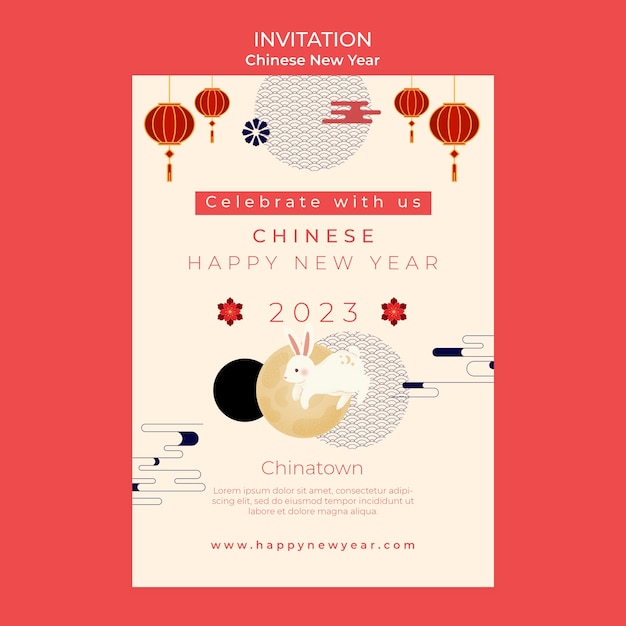 Kostenlose PSD chinesische neujahrsschablone des flachen designs