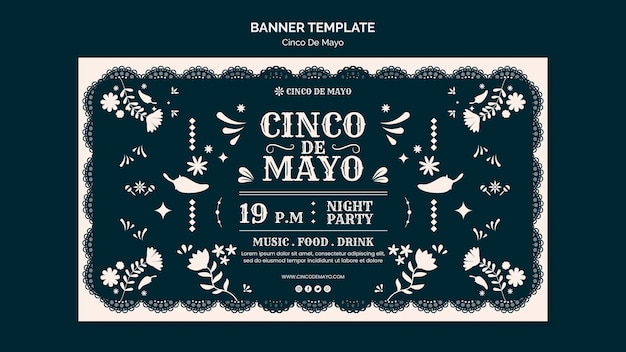 Kostenlose PSD cinco de mayo-feier horizontale banner-vorlage