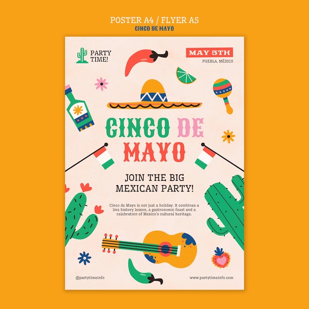 Kostenlose PSD cinco de mayo-vorlagendesign