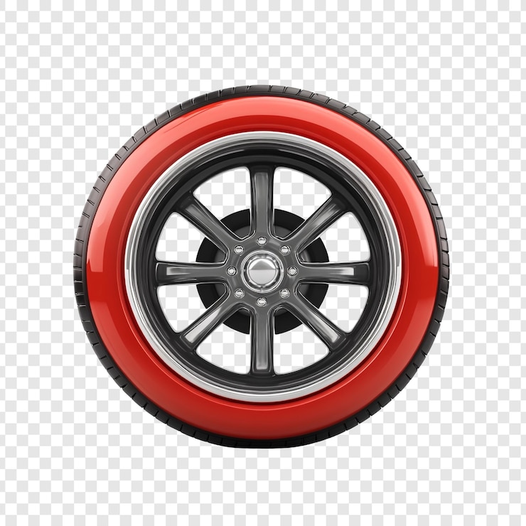 Kostenlose PSD classic red rimmed wheel ein detailliertes 3d-rendering