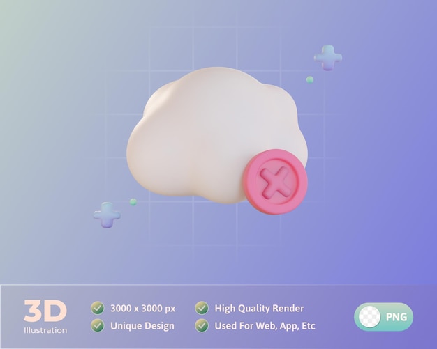 Kostenlose PSD cloud-systemfehler 3d-darstellung