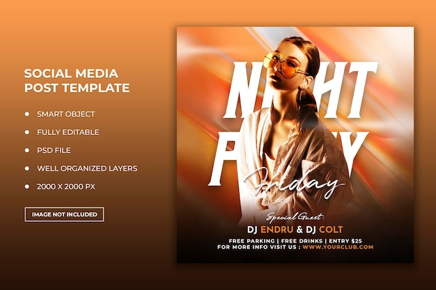 Club dj party flyer social media post und webbanner