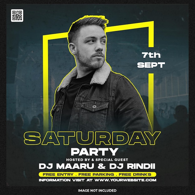 Kostenlose PSD club dj party flyer social media post