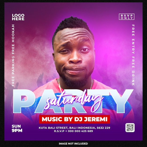 Kostenlose PSD club dj party flyer social media post