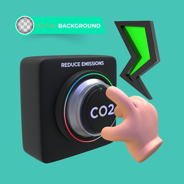 Kostenlose PSD co2-emissionen reduzieren. 3d-darstellung