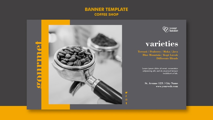 Kostenlose PSD coffee shop banner vorlage konzept