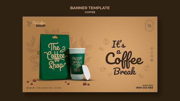 Kostenlose PSD coffee shop banner vorlage