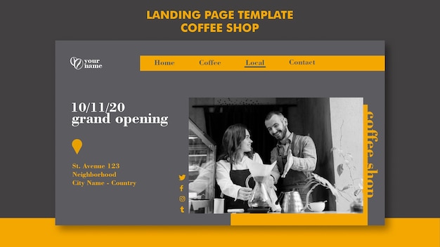 Kostenlose PSD coffee shop landing page konzept