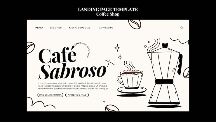 Kostenlose PSD coffee shop landing page vorlage
