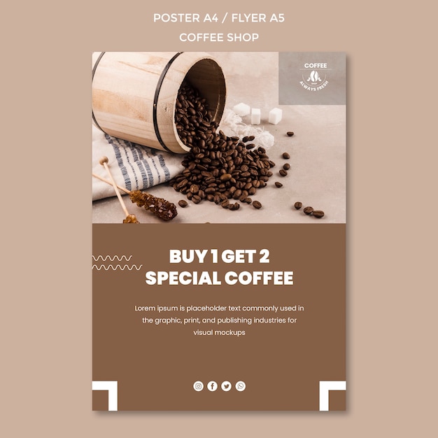 Kostenlose PSD coffee shop poster vorlage thema