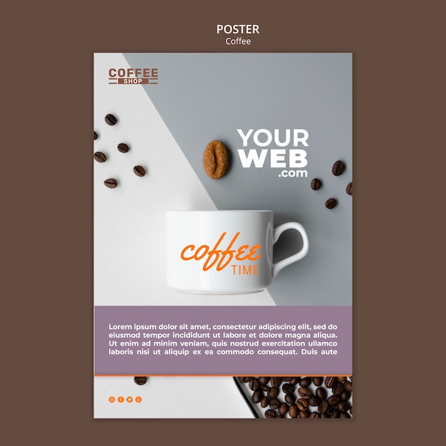 Kostenlose PSD coffee shop poster vorlage
