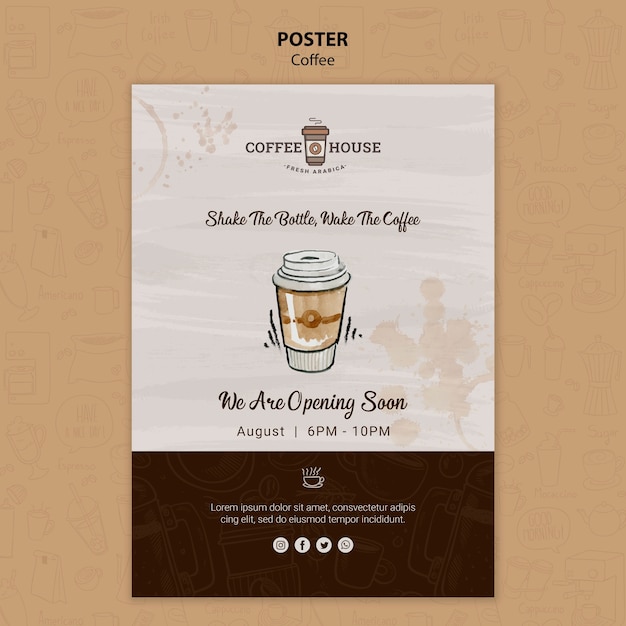 Kostenlose PSD coffee shop poster vorlage