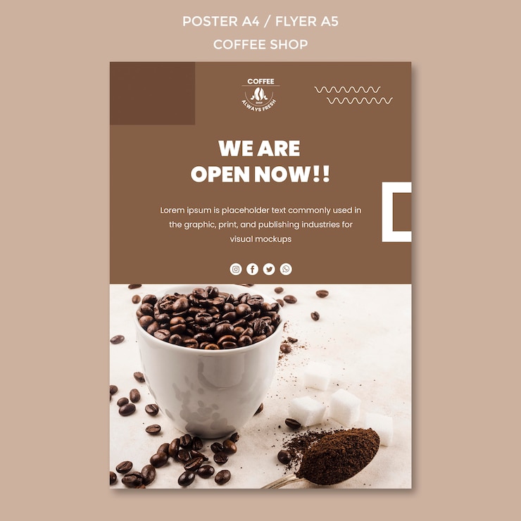 Kostenlose PSD coffee shop poster vorlage