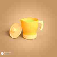 Kostenlose PSD coffee shop teekanne symbol isoliert 3d rendern illustration