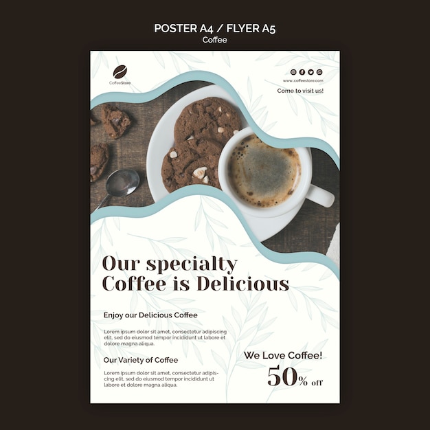 Kostenlose PSD coffee store poster vorlage