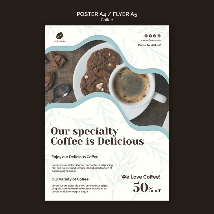 Kostenlose PSD coffee store poster vorlage