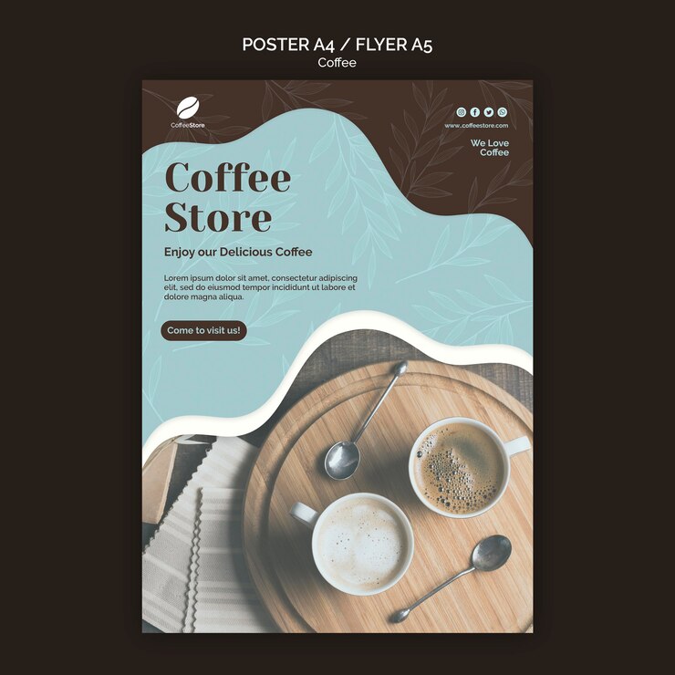 Kostenlose PSD coffee store poster vorlage