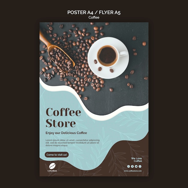 Kostenlose PSD coffee store poster vorlage