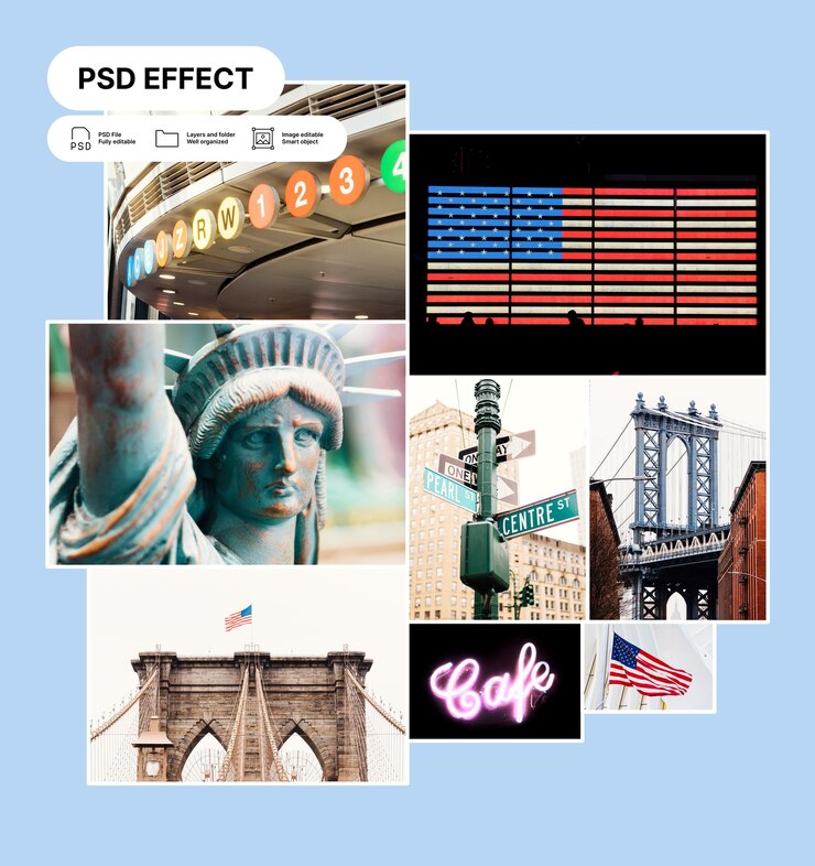 Kostenlose PSD collage-gitter-foto-effekt