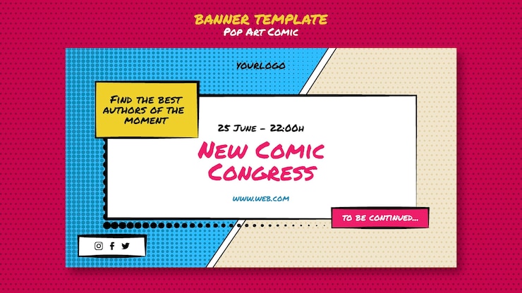 Kostenlose PSD comic-kongress-banner-vorlage