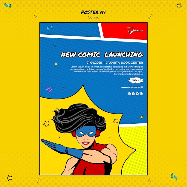 Kostenlose PSD comic poster vorlage design