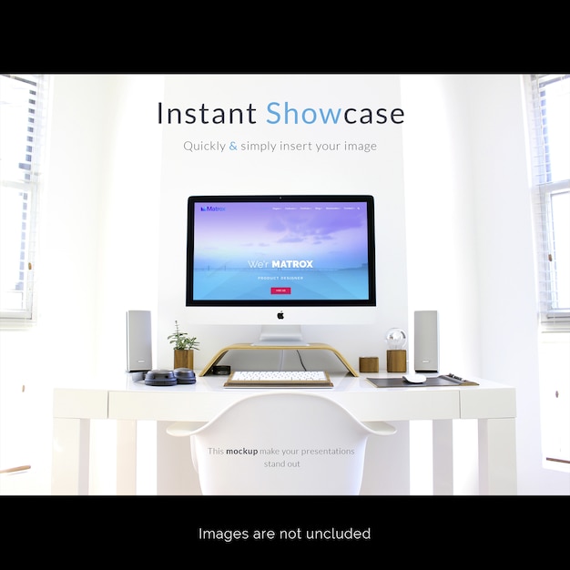 Kostenlose PSD computer auf weißem desktop mock up