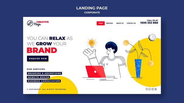 Kostenlose PSD corporate landing page vorlage