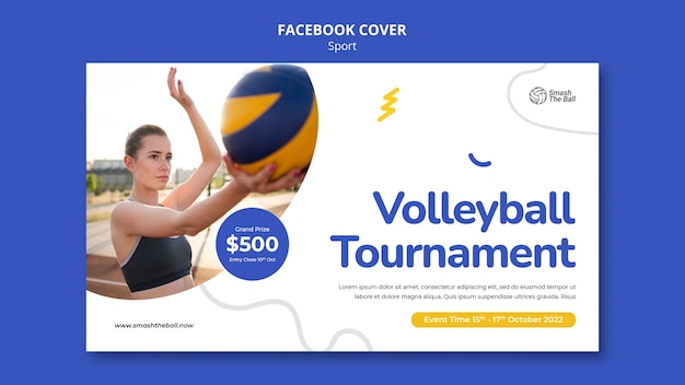 Kostenlose PSD cover-vorlage für social-media-cover für volleyball-camp-turniere