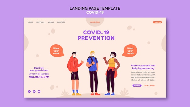 Kostenlose PSD covid 19 landing page