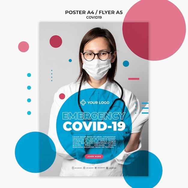 Kostenlose PSD covid19 flyer konzeptvorlage