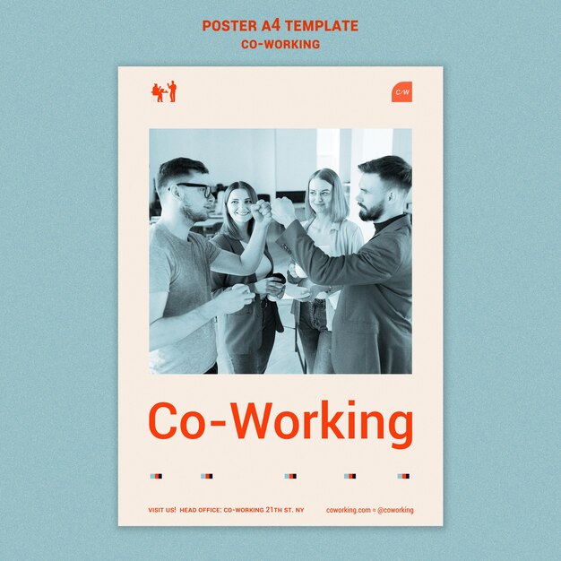 Coworking horizontale Druckvorlage