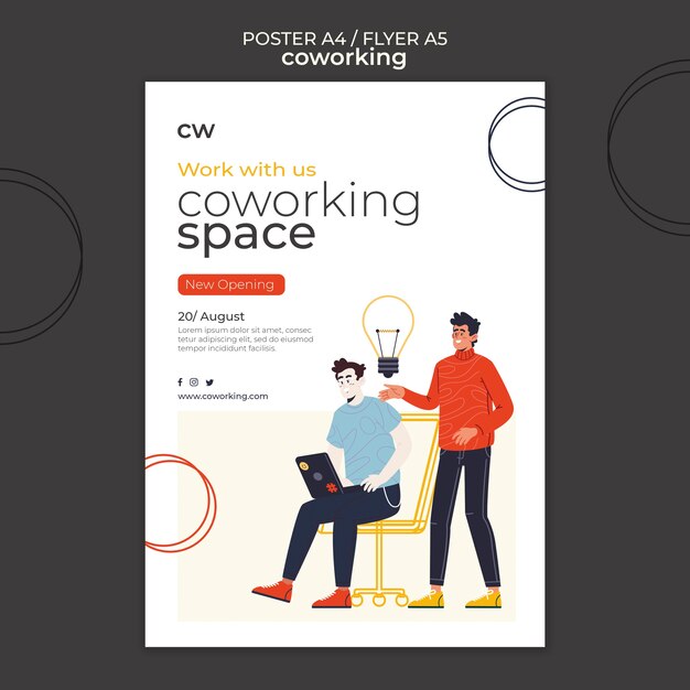 Coworking horizontale Druckvorlage