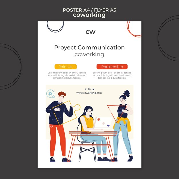 Coworking horizontale Druckvorlage