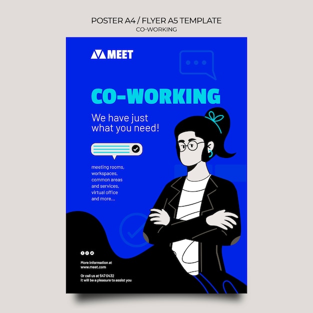Coworking vertikale Druckvorlage