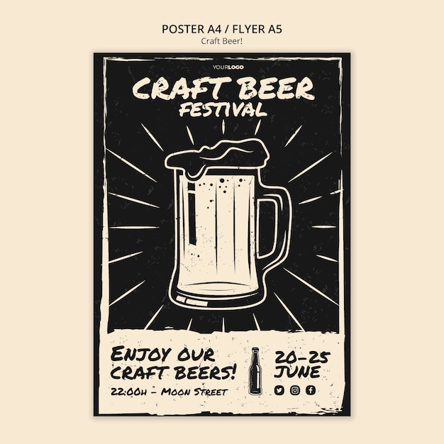 Kostenlose PSD craft bier poster vorlage