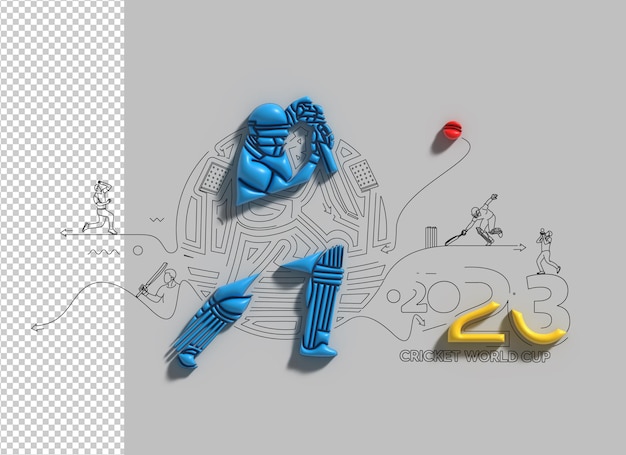 Cricket 3D-Schriftzug typografisches transparentes PSD-Element