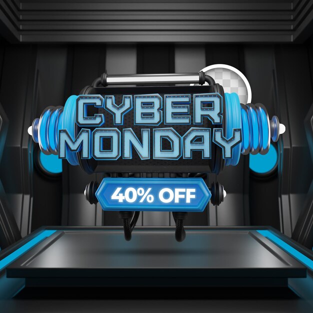 Cyber Monday-Banner zum Posten in sozialen Netzwerken 3D-Illustration