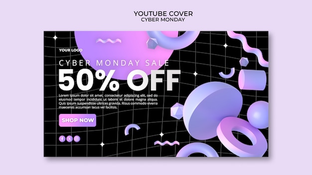 Kostenlose PSD cyber monday sales youtube-cover-vorlage