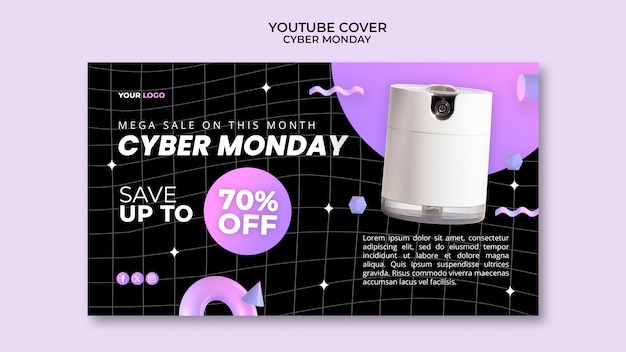 Kostenlose PSD cyber monday sales youtube-cover-vorlage