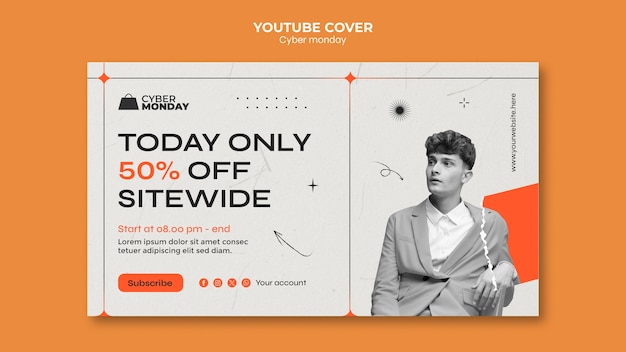 Kostenlose PSD cyber monday sales youtube-cover-vorlage