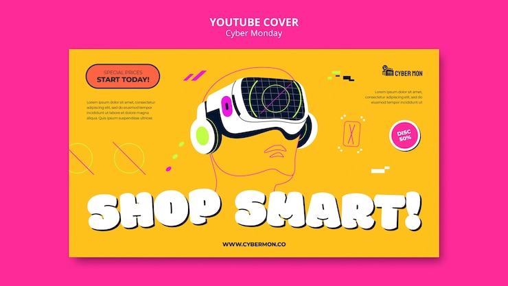 Kostenlose PSD cyber monday sales youtube-cover-vorlage