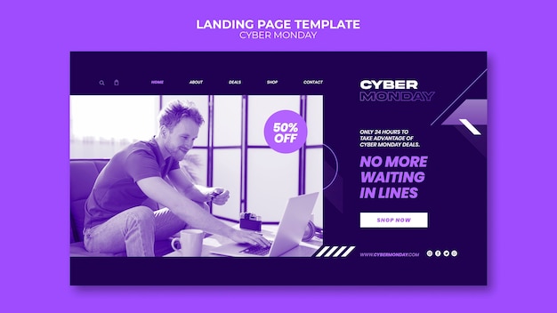 Kostenlose PSD cyber monday tech-landingpage-vorlage