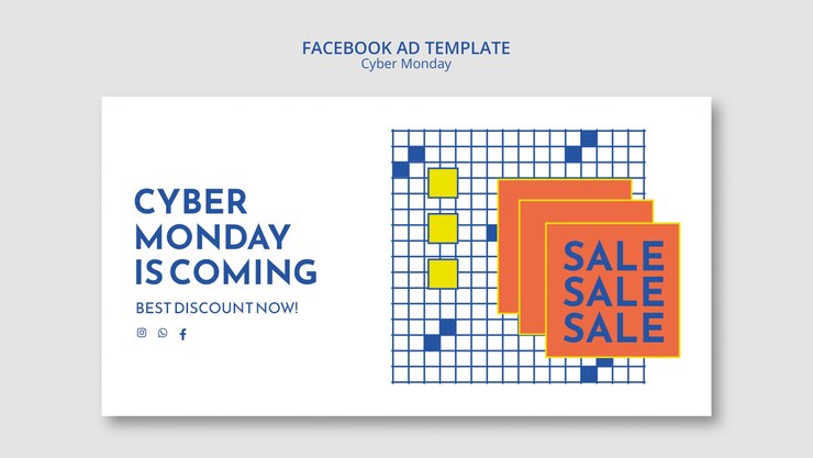 Kostenlose PSD cyber-monday-vorlage im flachen design