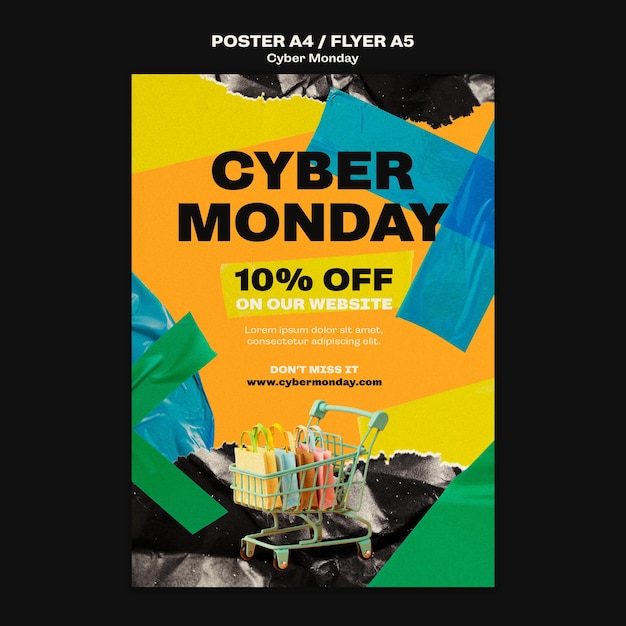 Kostenlose PSD cyber-monday-vorlage im flachen design